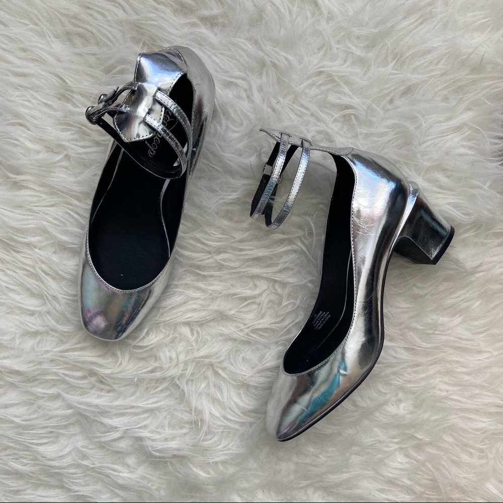 Free People Silver Black Heel Shoes 8